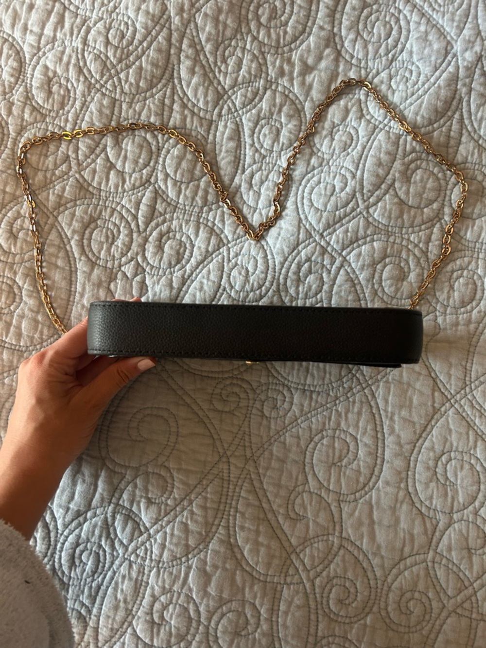 Black Monogram Embossed Chain Wallet - Picture 6 of 15